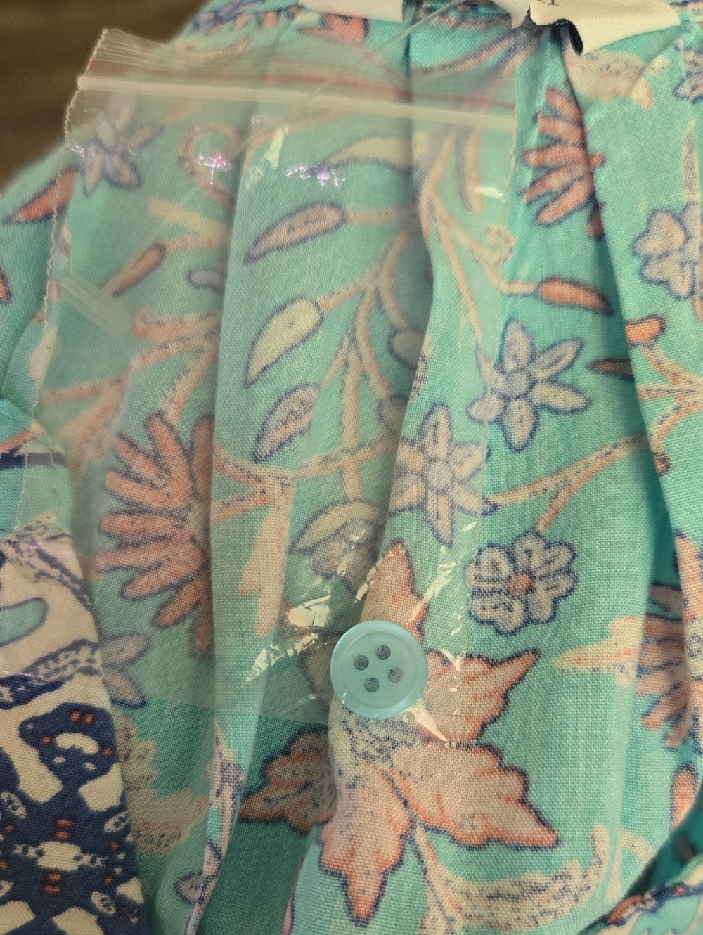 crown & ivy Aqua and Pink Floral V-Neck Sleeveless Blouse - Picture 5 of 5